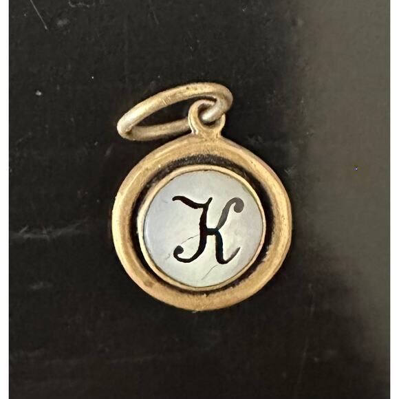 Waxing Poetic Letter "K" Insignia charm in brass and mother-of-pearl - Picture 1 of 4